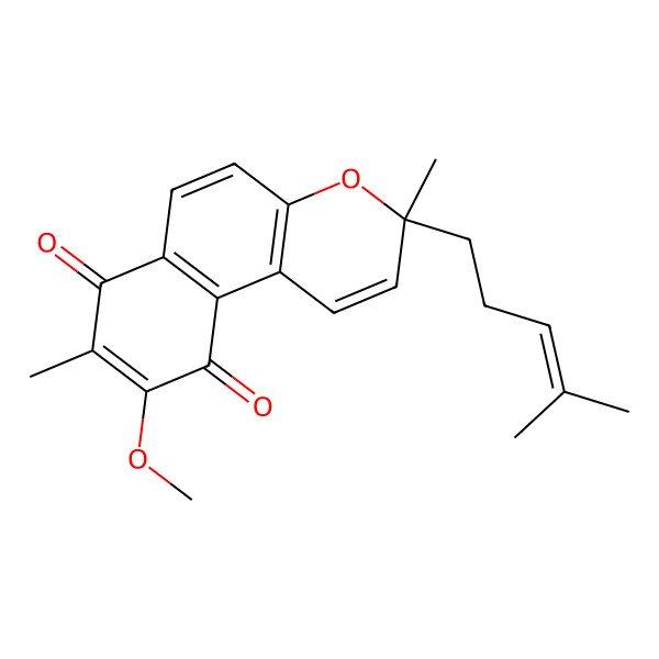 2D Structure of (3R)-9-methoxy-3,8-dimethyl-3-(4-methylpent-3-enyl)benzo[f]chromene-7,10-dione