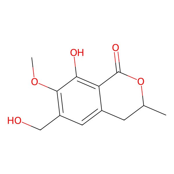 2D Structure of (3r)-Methyl-8-hydroxy-6-(hydroxymethyl)-7-methoxydihydroisocoumarin