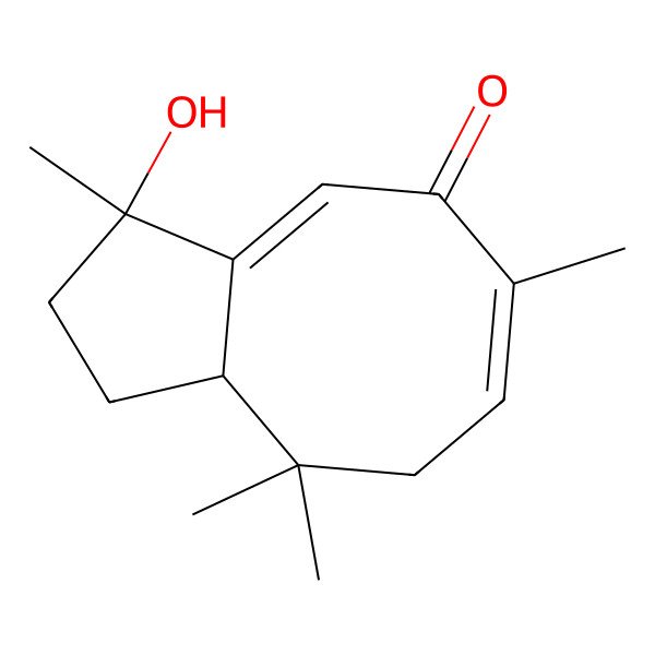 2D Structure of (3R,3aE,6Z,9aS)-3-hydroxy-3,6,9,9-tetramethyl-1,2,8,9a-tetrahydrocyclopenta[8]annulen-5-one