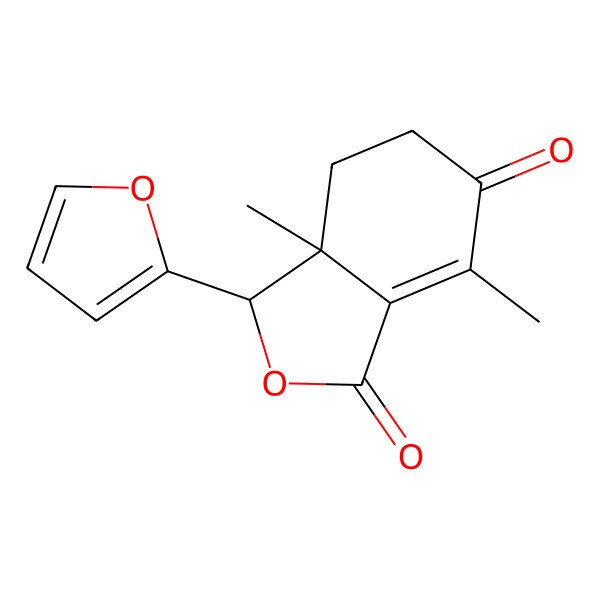 2D Structure of (3R,3aR)-3-(furan-2-yl)-3a,7-dimethyl-4,5-dihydro-3H-2-benzofuran-1,6-dione 2D Structure of (3R,3aR)-3-(furan-2-yl)-3a,7-dimethyl-4,5-dihydro-3H-2-benzofuran-1,6-dione