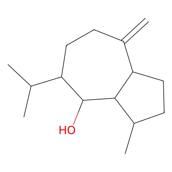 2D Structure of (3R,3aR,4R,5S,8aR)-3-methyl-8-methylidene-5-propan-2-yl-2,3,3a,4,5,6,7,8a-octahydro-1H-azulen-4-ol