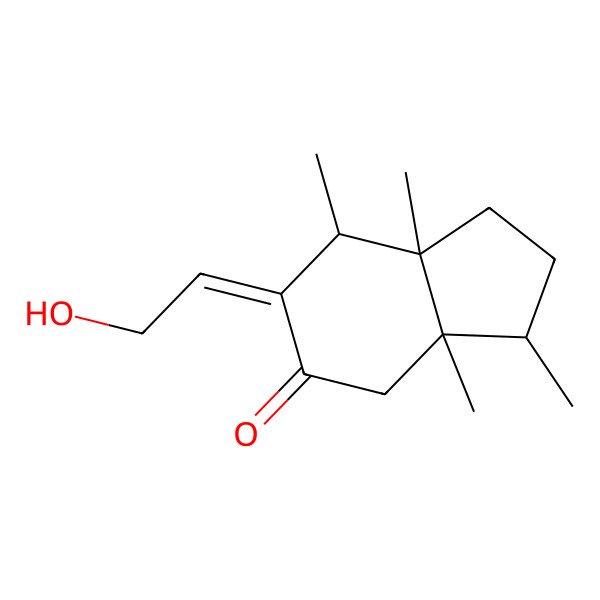 2D Structure of (3R,3aS,6E,7S,7aS)-6-(2-hydroxyethylidene)-3,3a,7,7a-tetramethyl-2,3,4,7-tetrahydro-1H-inden-5-one