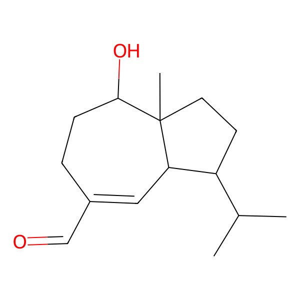 2D Structure of (3R,3aS,8R,8aR)-8-hydroxy-8a-methyl-3-propan-2-yl-2,3,3a,6,7,8-hexahydro-1H-azulene-5-carbaldehyde