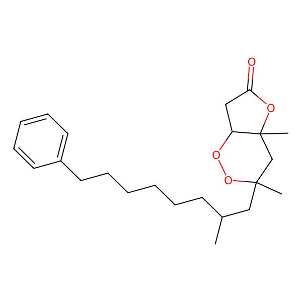 2D Structure of (3R,4aS,7aS)-3,4a-dimethyl-3-(2-methyl-8-phenyloctyl)-7,7a-dihydro-4H-furo[3,2-c][1,2]dioxin-6-one