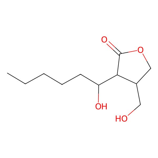 2D Structure of (3R,4R)-3-[(1S)-1-Hydroxyhexyl]-4-(hydroxymethyl)oxolan-2-one