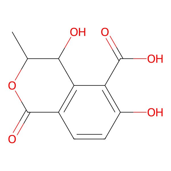 2D Structure of (3r,4r)-3,4-Dihydro-4,6-dihydroxy-3-methyl-1-oxo-1h-isochromene-5-carboxylic acid