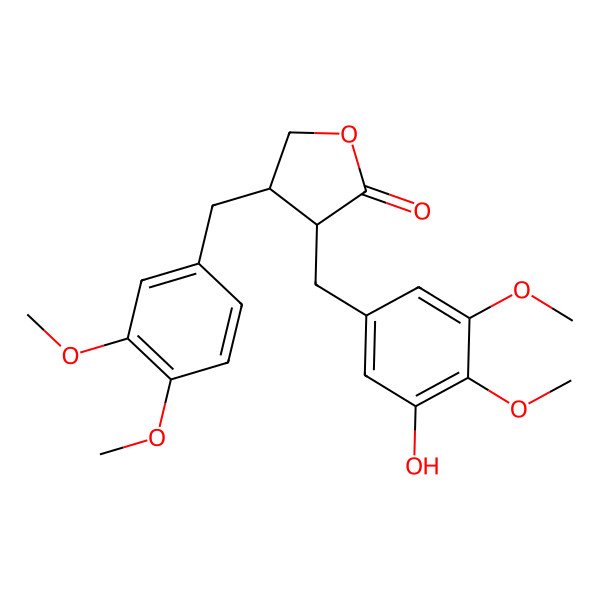 2D Structure of (3R,4R)-4-[(3,4-dimethoxyphenyl)methyl]-3-[(3-hydroxy-4,5-dimethoxyphenyl)methyl]oxolan-2-one