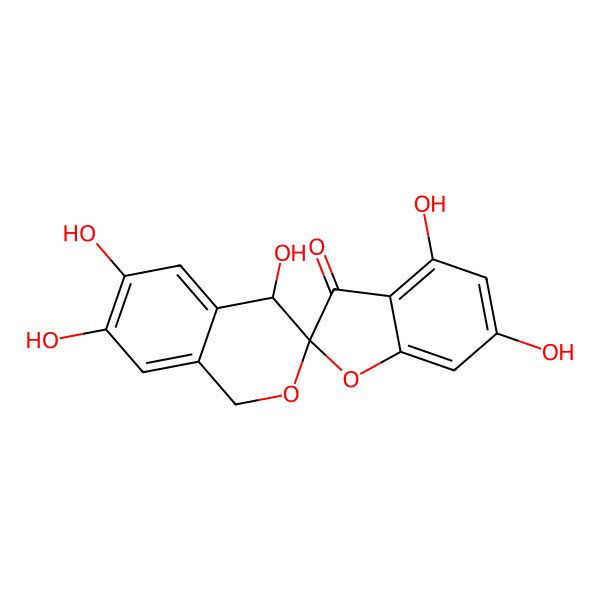 2D Structure of (3R,4R)-4,4',6,6',7-pentahydroxyspiro[1,4-dihydroisochromene-3,2'-1-benzofuran]-3'-one