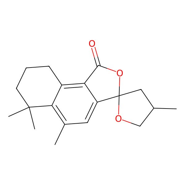 2D Structure of (3R,4'R)-4',5,6,6-tetramethylspiro[8,9-dihydro-7H-benzo[g][2]benzofuran-3,2'-oxolane]-1-one