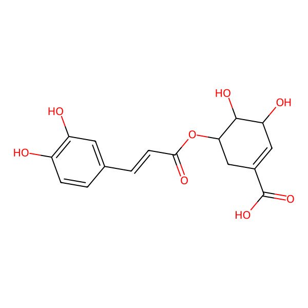 2D Structure of (3R,4R)-5-[(E)-3-(3,4-dihydroxyphenyl)prop-2-enoyl]oxy-3,4-dihydroxycyclohexene-1-carboxylic acid