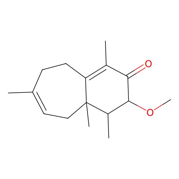 2D Structure of (3R,4R,4aR)-3-methoxy-1,4,4a,7-tetramethyl-4,5,8,9-tetrahydro-3H-benzo[7]annulen-2-one