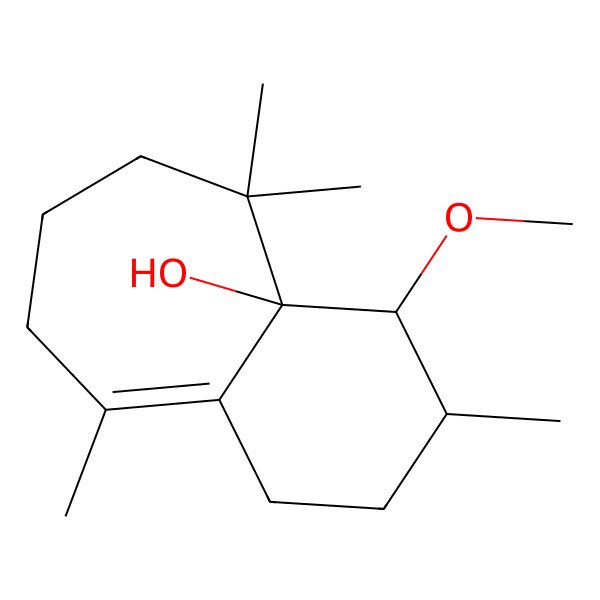 2D Structure of (3R,4R,4aR)-4-methoxy-3,5,5,9-tetramethyl-2,3,4,6,7,8-hexahydro-1H-benzo[7]annulen-4a-ol