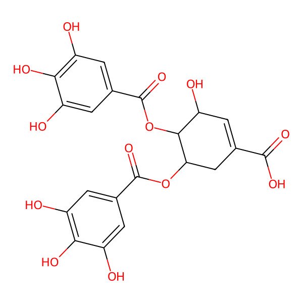 2D Structure of (3R,4R,5R)-3-hydroxy-4,5-bis[(3,4,5-trihydroxybenzoyl)oxy]cyclohexene-1-carboxylic acid