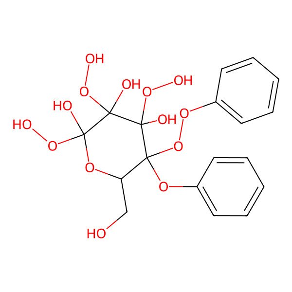 2D Structure of (3R,4R,5R,6R)-2,3,4-trihydroperoxy-6-(hydroxymethyl)-5-phenoxy-5-phenylperoxyoxane-2,3,4-triol