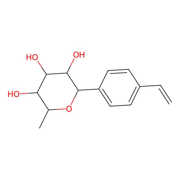 2D Structure of (3R,4R,5R,6S)-2-(4-ethenylphenyl)-6-methyloxane-3,4,5-triol