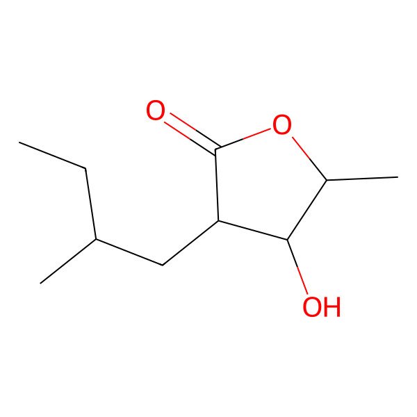 2D Structure of (3R,4R,5S)-4-hydroxy-5-methyl-3-[(2S)-2-methylbutyl]oxolan-2-one