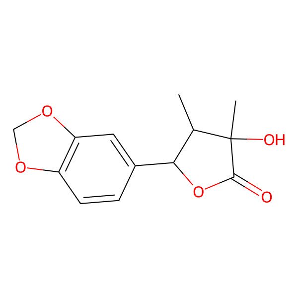 2D Structure of (3R,4R,5S)-5-(1,3-benzodioxol-5-yl)-3-hydroxy-3,4-dimethyloxolan-2-one