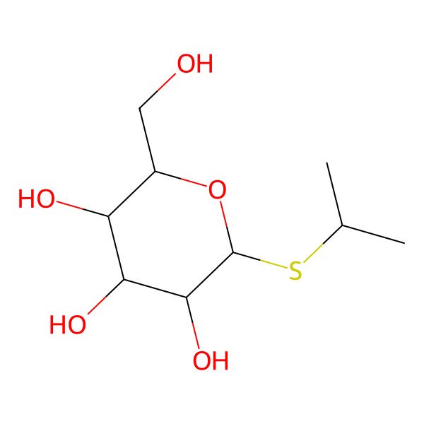 2D Structure of (3R,4R,6S)-2-(hydroxymethyl)-6-isopropylsulfanyl-tetrahydropyran-3,4,5-triol 2D Structure of (3R,4R,6S)-2-(hydroxymethyl)-6-isopropylsulfanyl-tetrahydropyran-3,4,5-triol