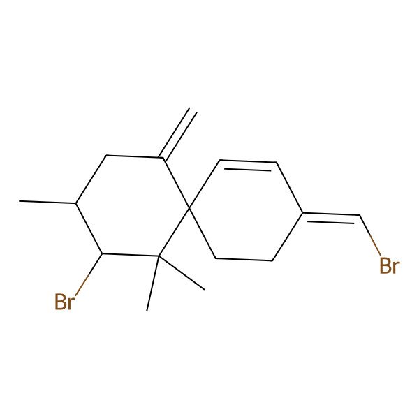 2D Structure of (3R,4R,6S)-4-bromo-9-(bromomethylidene)-3,5,5-trimethyl-1-methylidenespiro[5.5]undec-10-ene