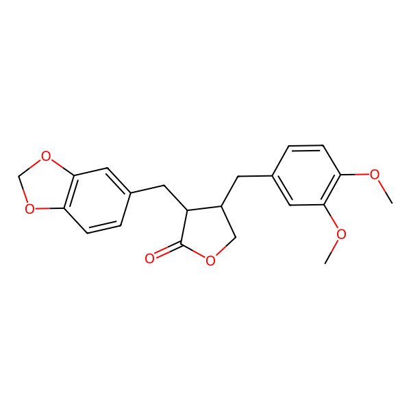 2D Structure of (3R,4S)-3-(1,3-benzodioxol-5-ylmethyl)-4-[(3,4-dimethoxyphenyl)methyl]oxolan-2-one