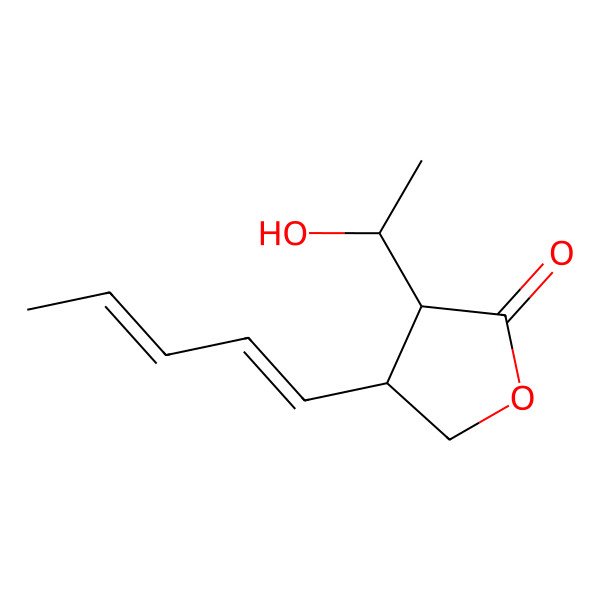 2D Structure of (3R,4S)-3-[(1S)-1-hydroxyethyl]-4-[(1E,3E)-penta-1,3-dienyl]oxolan-2-one