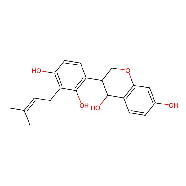 2D Structure of (3R,4S)-3-[2,4-dihydroxy-3-(3-methylbut-2-enyl)phenyl]-3,4-dihydro-2H-chromene-4,7-diol