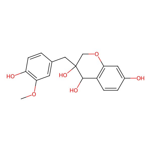 2D Structure of (3R,4S)-3-[(4-hydroxy-3-methoxyphenyl)methyl]-2,4-dihydrochromene-3,4,7-triol