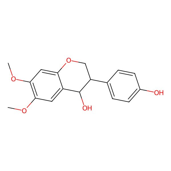2D Structure of (3R,4S)-3-(4-hydroxyphenyl)-6,7-dimethoxy-3,4-dihydro-2H-chromen-4-ol