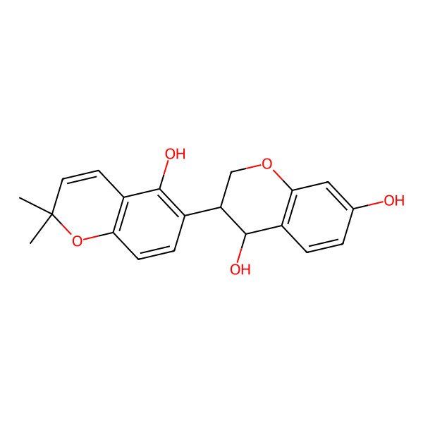2D Structure of (3R,4S)-3-(5-hydroxy-2,2-dimethylchromen-6-yl)-3,4-dihydro-2H-chromene-4,7-diol