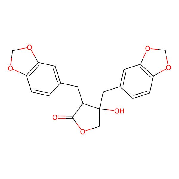 2D Structure of (3R,4S)-3,4-bis(1,3-benzodioxol-5-ylmethyl)-4-hydroxyoxolan-2-one