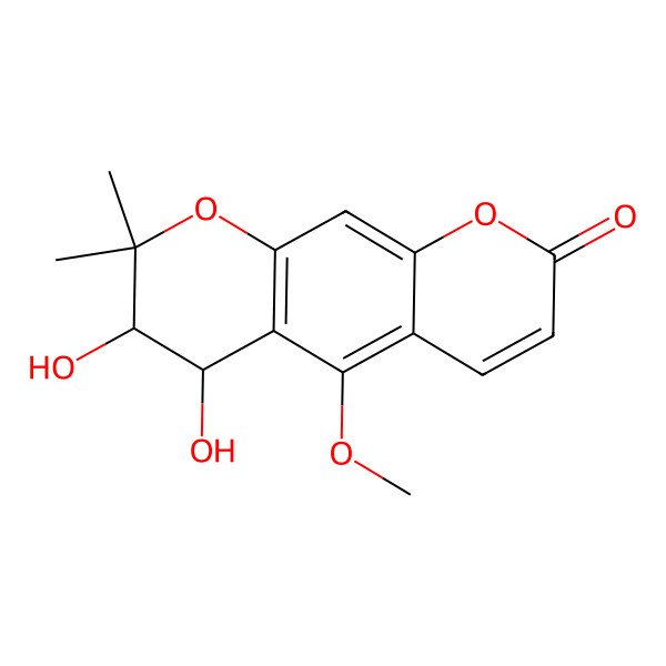 2D Structure of (3R,4S)-3,4-dihydroxy-5-methoxy-2,2-dimethyl-3,4-dihydropyrano[3,2-g]chromen-8-one