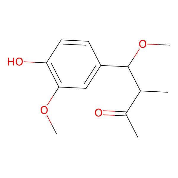 2D Structure of (3R,4S)-4-(4-hydroxy-3-methoxyphenyl)-4-methoxy-3-methylbutan-2-one