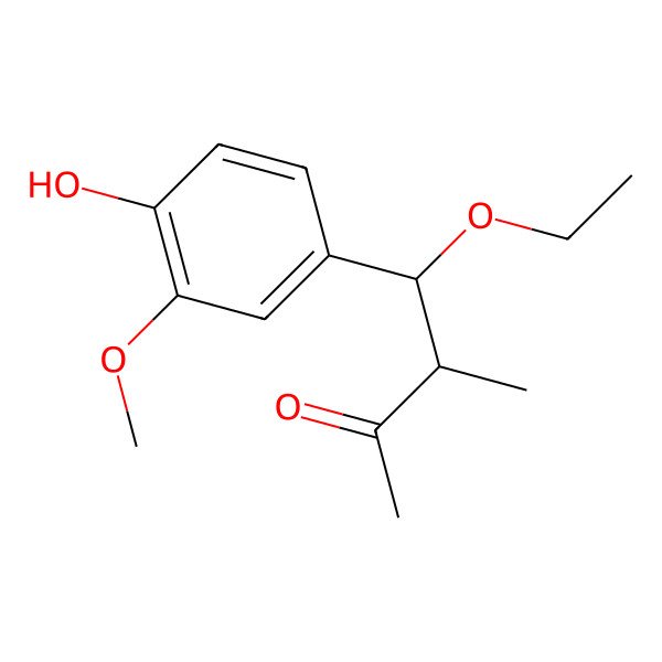 2D Structure of (3R,4S)-4-ethoxy-4-(4-hydroxy-3-methoxyphenyl)-3-methylbutan-2-one 2D Structure of (3R,4S)-4-ethoxy-4-(4-hydroxy-3-methoxyphenyl)-3-methylbutan-2-one