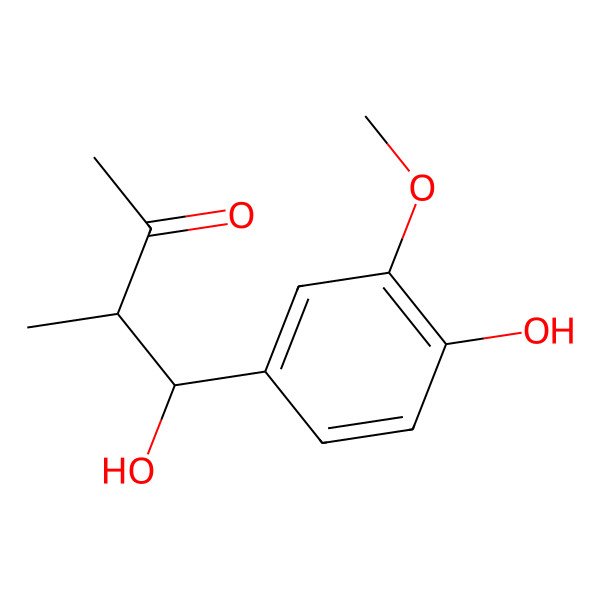 2D Structure of (3R,4S)-4-hydroxy-4-(4-hydroxy-3-methoxyphenyl)-3-methylbutan-2-one 2D Structure of (3R,4S)-4-hydroxy-4-(4-hydroxy-3-methoxyphenyl)-3-methylbutan-2-one