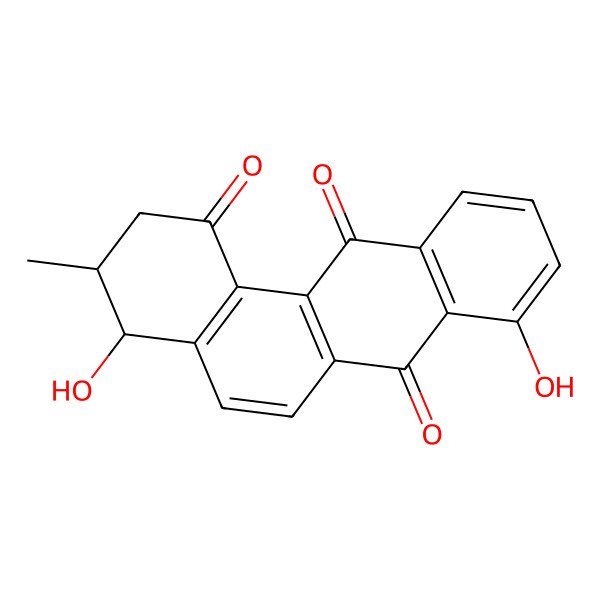 2D Structure of (3R,4S)-4,8-dihydroxy-3-methyl-3,4-dihydro-2H-benzo[a]anthracene-1,7,12-trione
