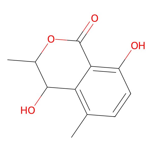 2D Structure of (3R,4S)-4,8-dihydroxy-3,5-dimethyl-3,4-dihydroisochromen-1-one