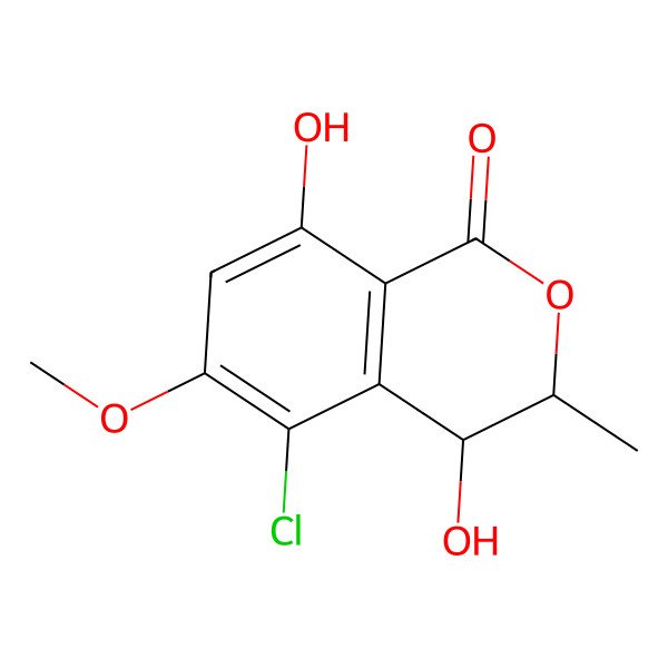 2D Structure of (3R,4S)-5-chloro-4-hydroxy-6-methoxymellein