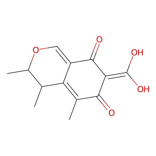 2D Structure of (3R,4S)-7-(dihydroxymethylidene)-3,4,5-trimethyl-3,4-dihydroisochromene-6,8-dione