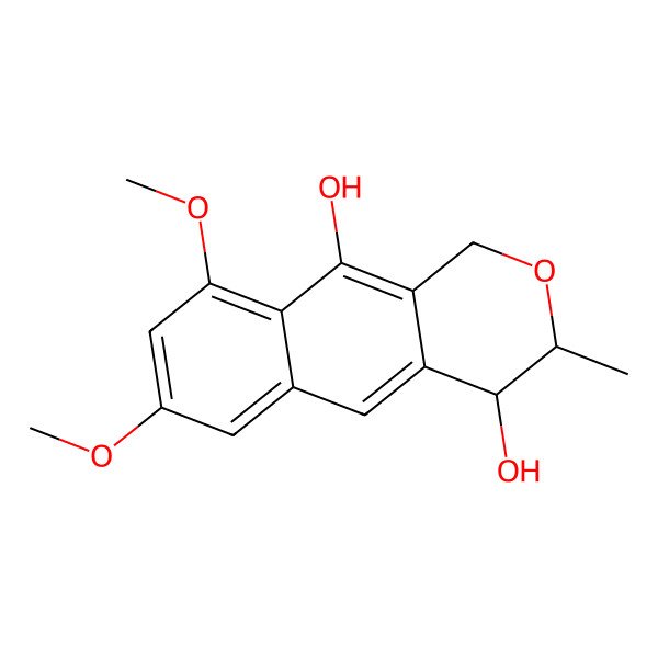 2D Structure of (3R,4S)-7,9-dimethoxy-3-methyl-3,4-dihydro-1H-benzo[g]isochromene-4,10-diol