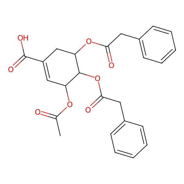 2D Structure of (3R,4S,5R)-3-acetyloxy-4,5-bis[(2-phenylacetyl)oxy]cyclohexene-1-carboxylic acid