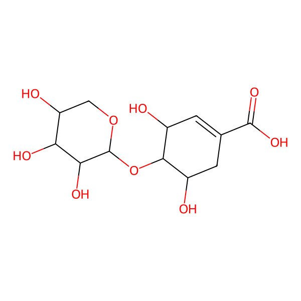 2D Structure of (3R,4S,5R)-3,5-dihydroxy-4-[(2S,3R,4S,5R)-3,4,5-trihydroxyoxan-2-yl]oxycyclohexene-1-carboxylic acid
