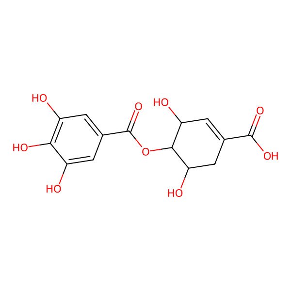 2D Structure of (3R,4S,5R)-3,5-dihydroxy-4-(3,4,5-trihydroxybenzoyl)oxycyclohexene-1-carboxylic acid