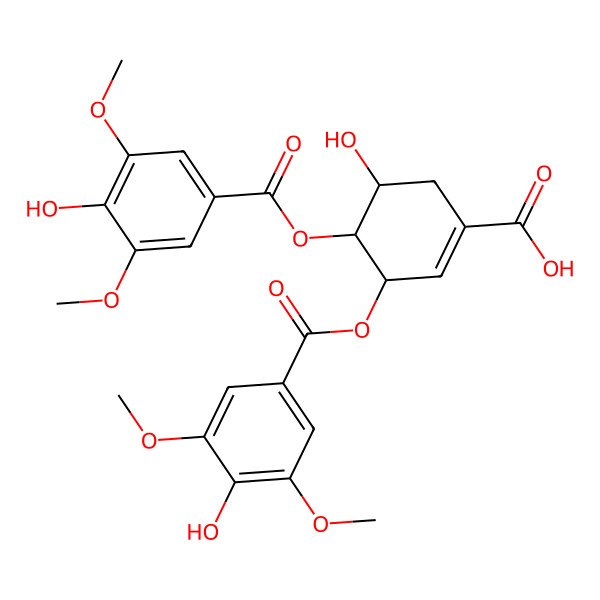 2D Structure of (3R,4S,5R)-5-hydroxy-3,4-bis[(4-hydroxy-3,5-dimethoxybenzoyl)oxy]cyclohexene-1-carboxylic acid
