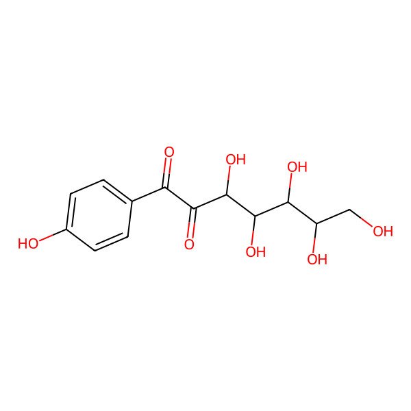 2D Structure of (3R,4S,5R,6R)-3,4,5,6,7-pentahydroxy-1-(4-hydroxyphenyl)heptane-1,2-dione 2D Structure of (3R,4S,5R,6R)-3,4,5,6,7-pentahydroxy-1-(4-hydroxyphenyl)heptane-1,2-dione