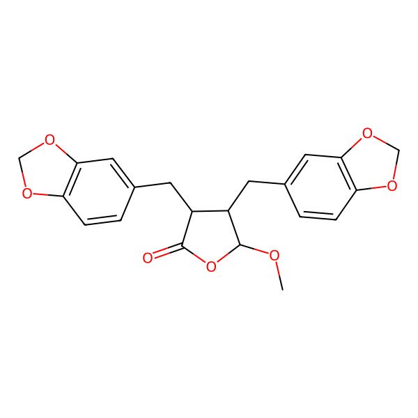 2D Structure of (3R,4S,5S)-3,4-bis(1,3-benzodioxol-5-ylmethyl)-5-methoxyoxolan-2-one