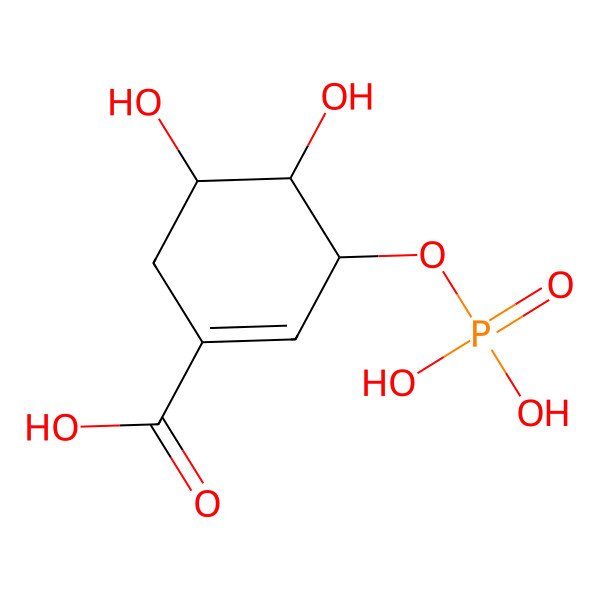 2D Structure of (3R,4S,5S)-4,5-dihydroxy-3-phosphonooxycyclohexene-1-carboxylic acid