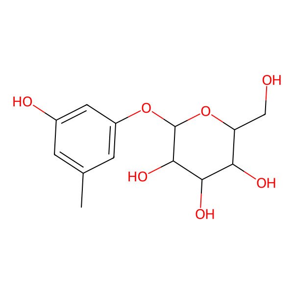2D Structure of (3R,4S,5S,6R)-2-(3-Hydroxy-5-methylphenoxy)-6-(hydroxymethyl)tetrahydro-2H-pyran-3,4,5-triol