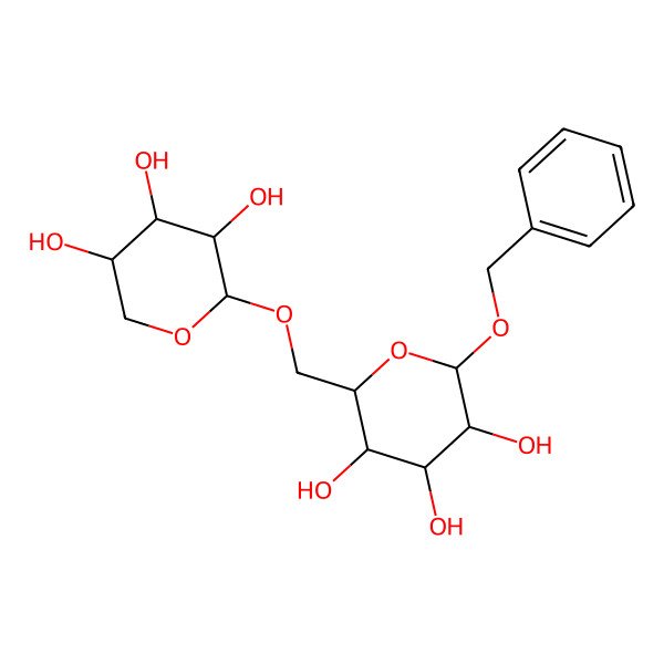 2D Structure of (3R,4S,5S,6R)-2-phenylmethoxy-6-[[(3R,4S,5R)-3,4,5-trihydroxyoxan-2-yl]oxymethyl]oxane-3,4,5-triol