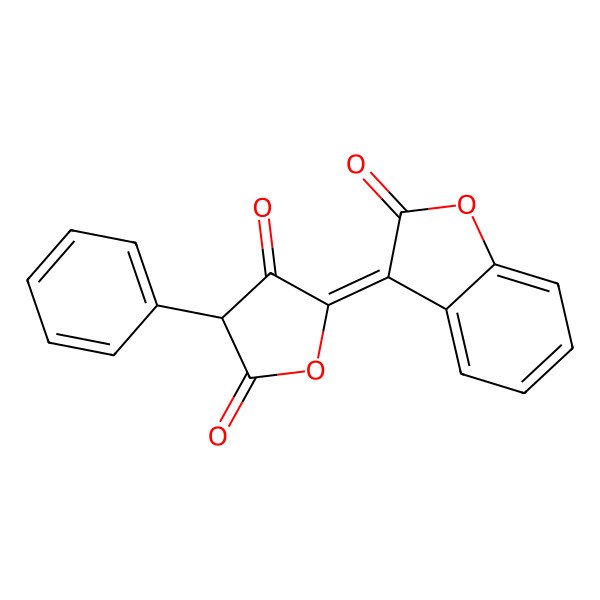 2D Structure of (3R,5E)-5-(2-oxo-1-benzofuran-3-ylidene)-3-phenyloxolane-2,4-dione