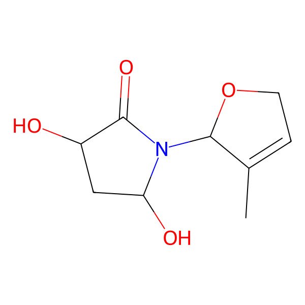 2D Structure of (3R,5R)-3,5-dihydroxy-1-(3-methyl-2,5-dihydrofuran-2-yl)pyrrolidin-2-one